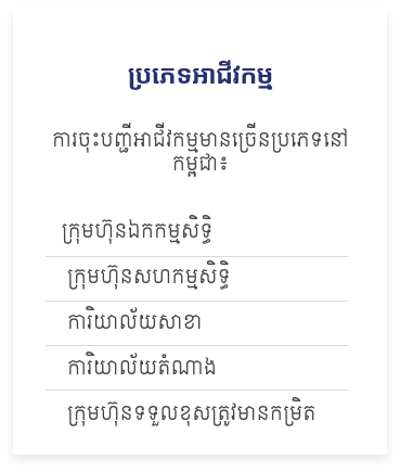 ធ្វើឱ្យអាជីវកម្មរបស់លោកអ្នកមានលក្ខណៈស្របច្បាប់